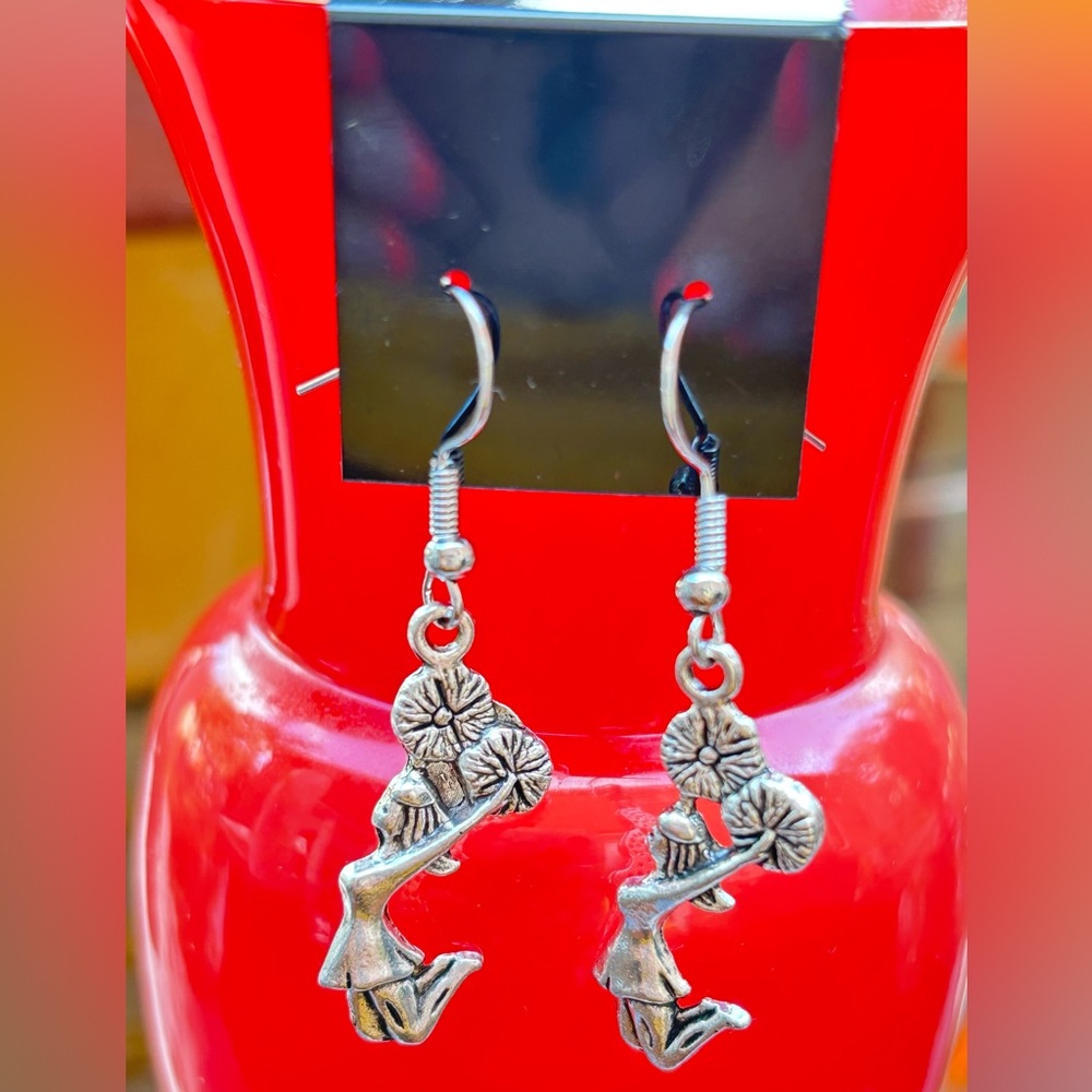 Silver Cheerleader Dangle Earrings - NWT